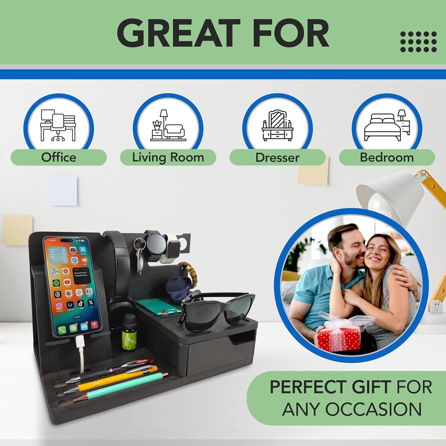Nightstand Organiser | Tech Charging Station & Valet Tray