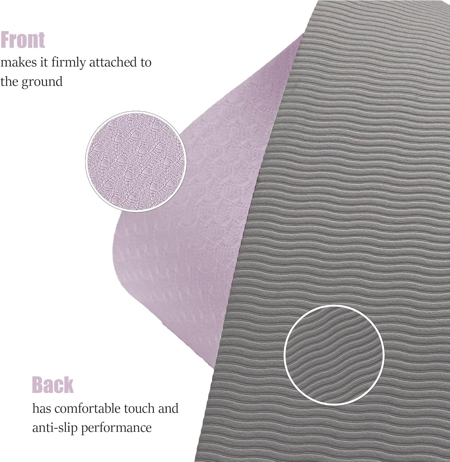 Premium Non-Slip Yoga Mat with Alignment Lines - 6mm Thick Exercise Mat