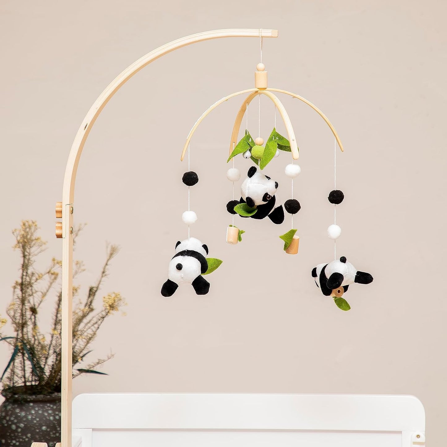 Beechwood Crib Mobile Holder - 360° Rotate, Adjustable Arm - Natural Wood, Minimalist - For Cribs No Side Rails - Baby Nursery Decor