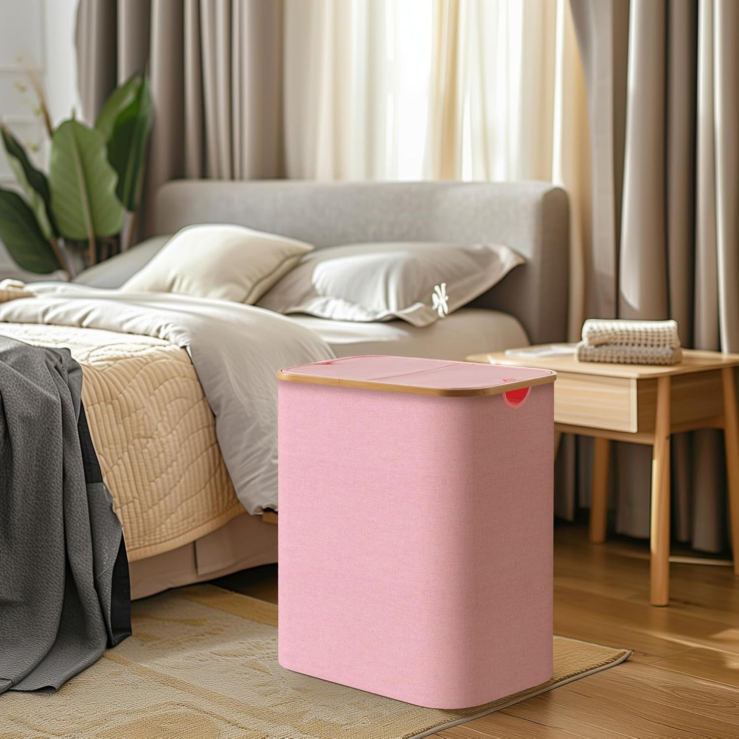 Large Double Hamper | Storage Basket with Lid & Removable Bags