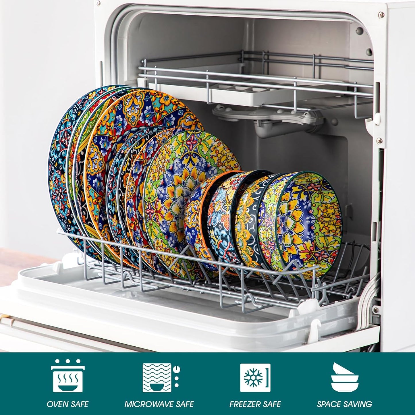 Vibrant Floral Porcelain Dish Set | 12-Piece Ceramic Plates & Bowls