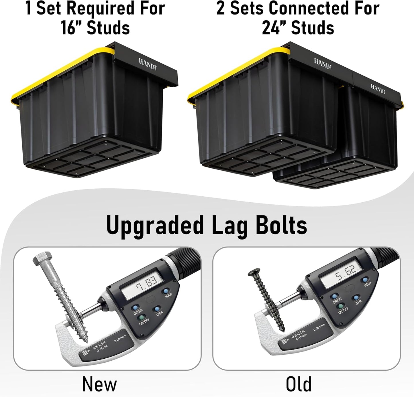 HANDT Overhead Garage Storage Rack, Garage Ceiling Storage Racks, Garage Storage Bin Organization System, Heavy Duty Metal Overhead Bin Rack For Container, Supports Most Storage Bins, 4 Sets Black