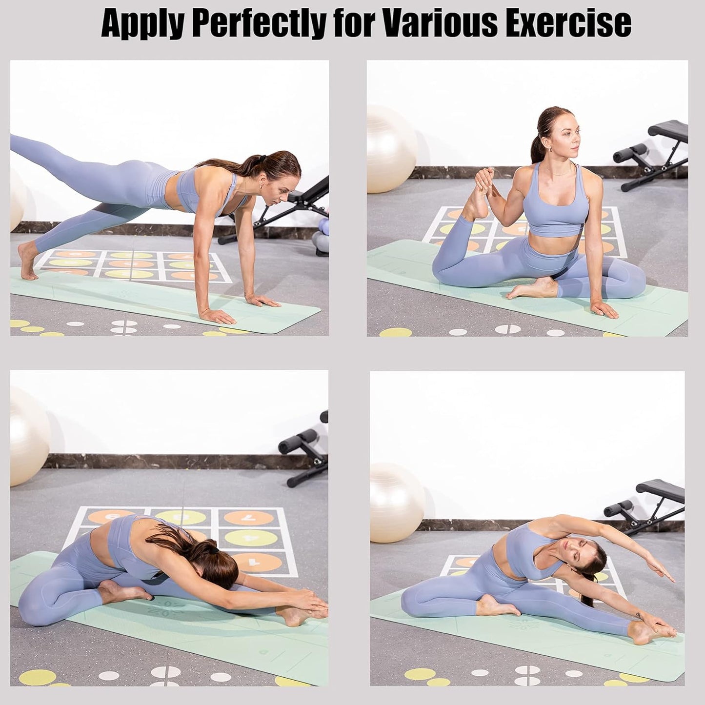 Premium Non-Slip Yoga Mat with Alignment Lines - 6mm Thick Exercise Mat