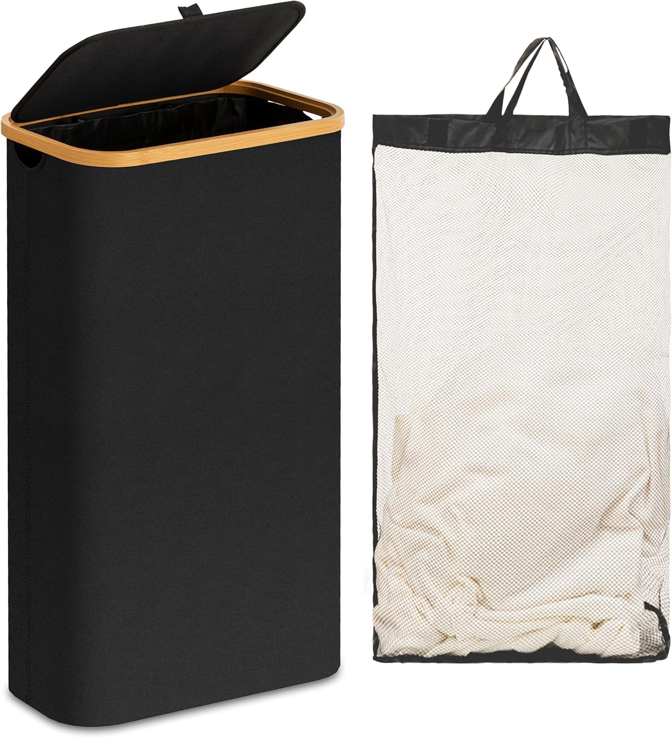 Large Double Hamper | Storage Basket with Lid & Removable Bags
