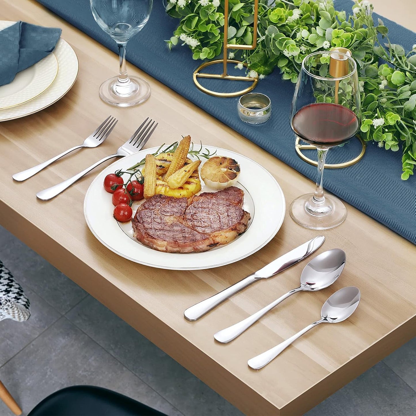 48-Piece Stainless Steel Cutlery Set | Service for 8 with Steak Knives