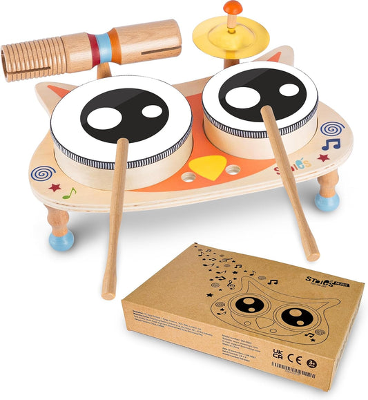 Stoie's Wooden Musical Instruments for Toddlers 1-3, Montessori Music Toys for 1 Year Old, with Xylophone, Tambourine and Maracas, Educational Development and Creativity, Baby Musical Instruments