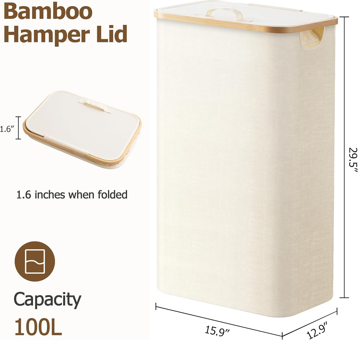 Large Double Hamper | Storage Basket with Lid & Removable Bags