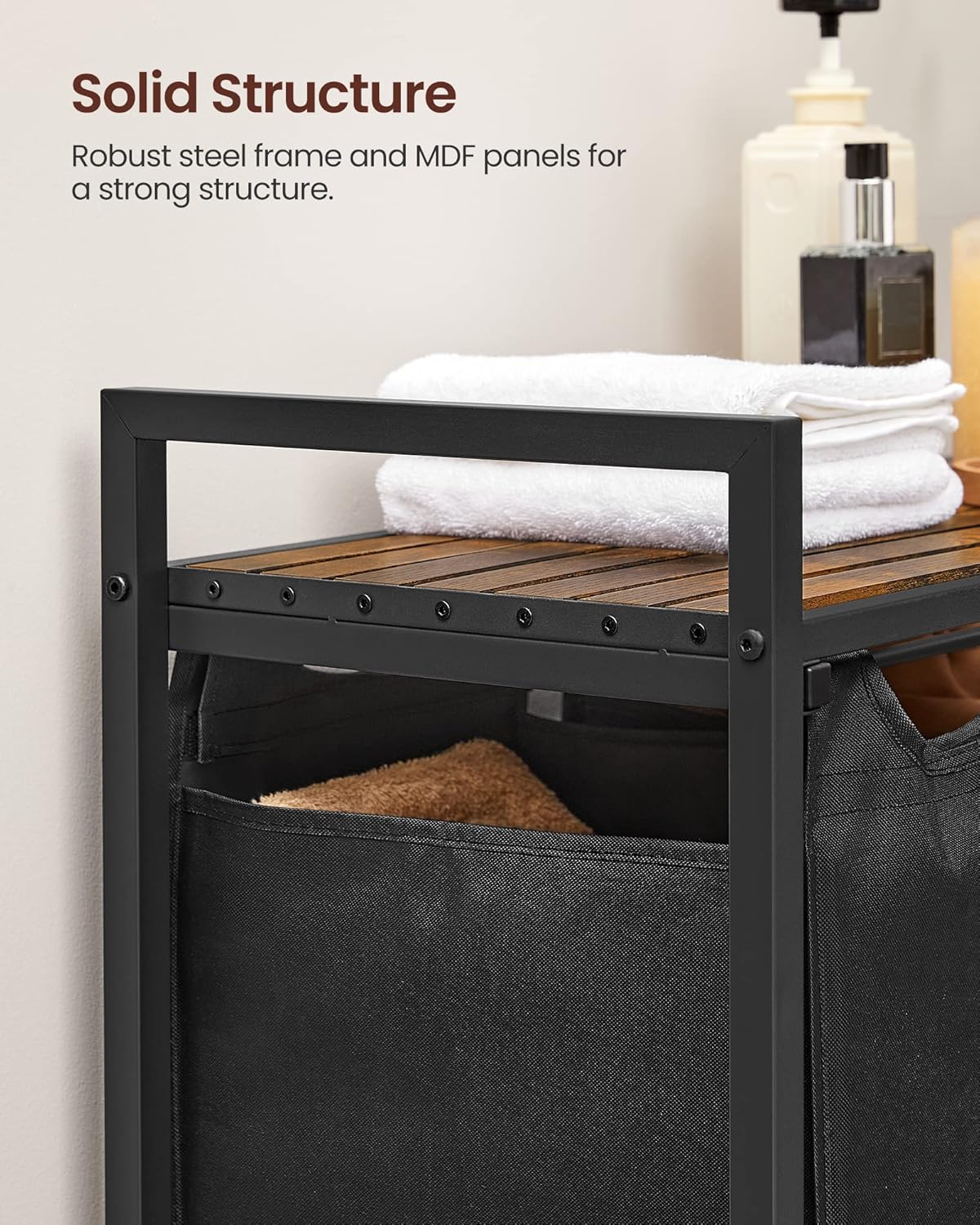 Laundry Hamper with Shelf | 3-Section Laundry Sorter | Storage Unit