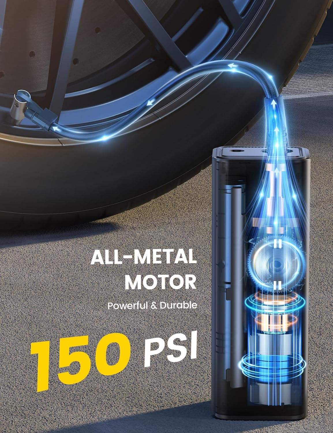 Portable Tyre Inflator | Cordless Air Compressor for Car & Bike