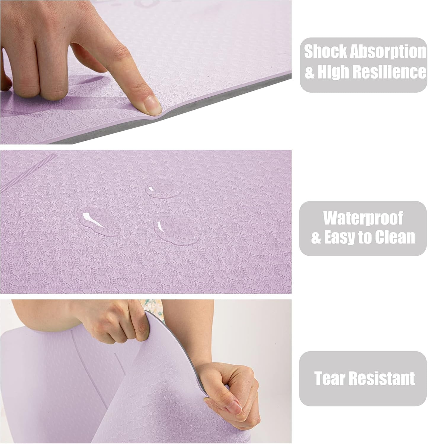 Premium Non-Slip Yoga Mat with Alignment Lines - 6mm Thick Exercise Mat
