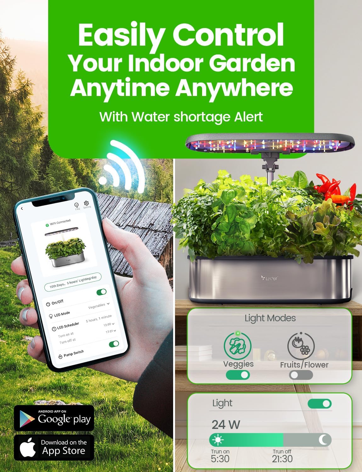 LED Indoor Garden Kit | 2X Faster Growth | Smart Hydroponics System