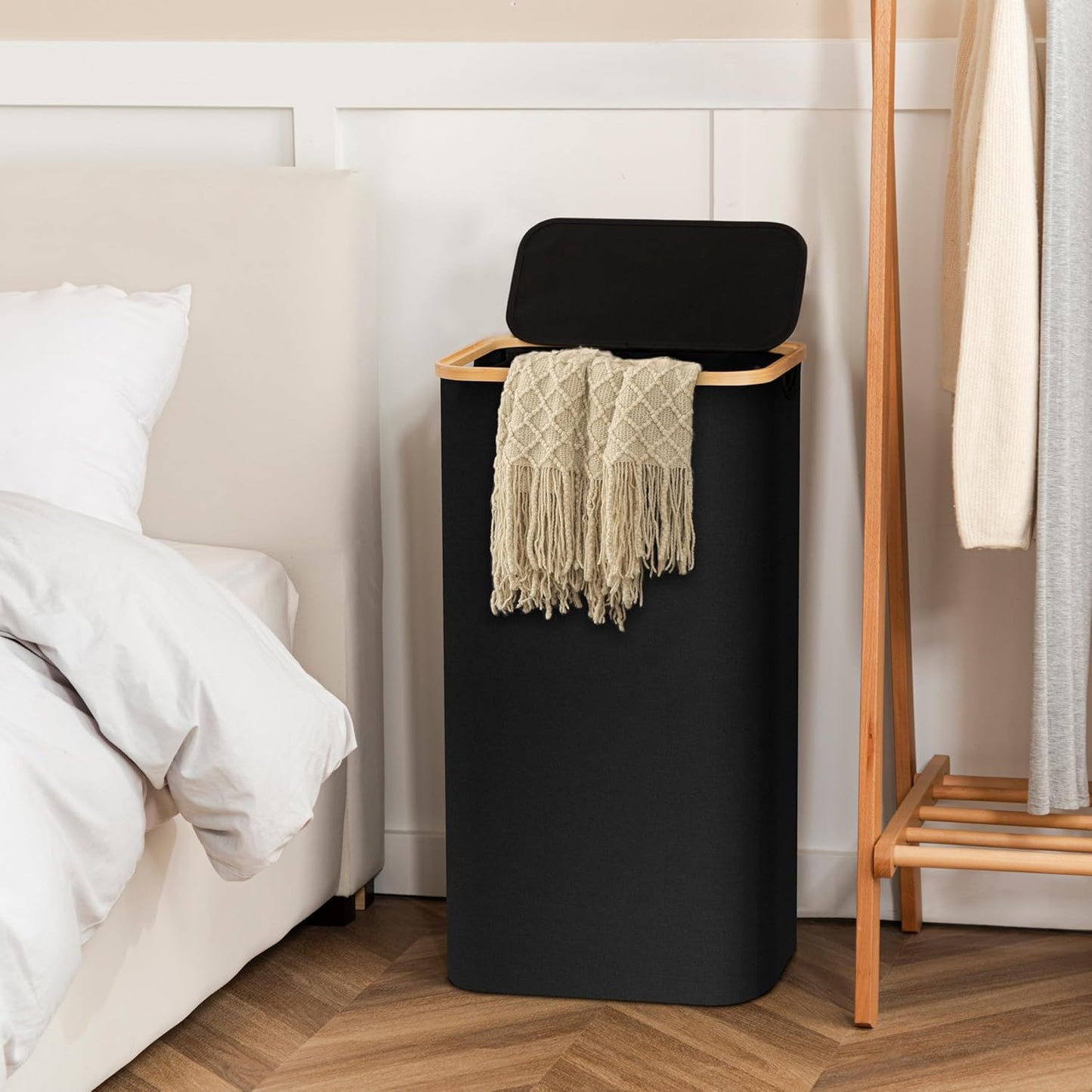 Large Double Hamper | Storage Basket with Lid & Removable Bags