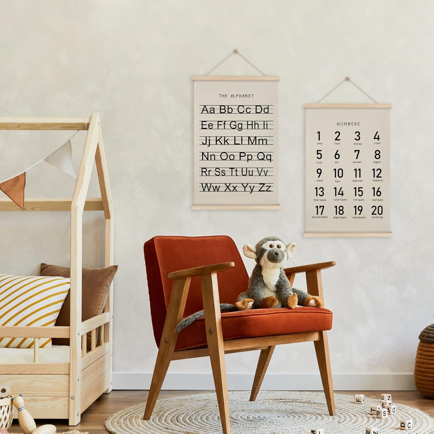 Alphabet, Numbers, Nursery Wall Art Decor | Linen Canvas Prints | Australia
