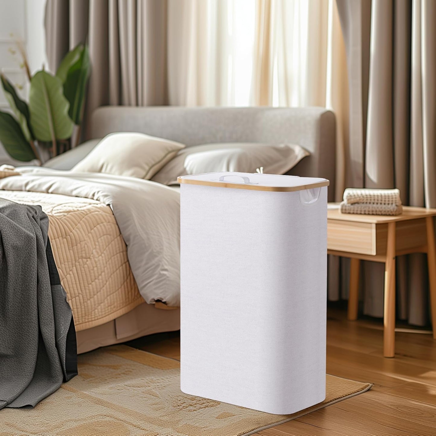 Large Double Hamper | Storage Basket with Lid & Removable Bags