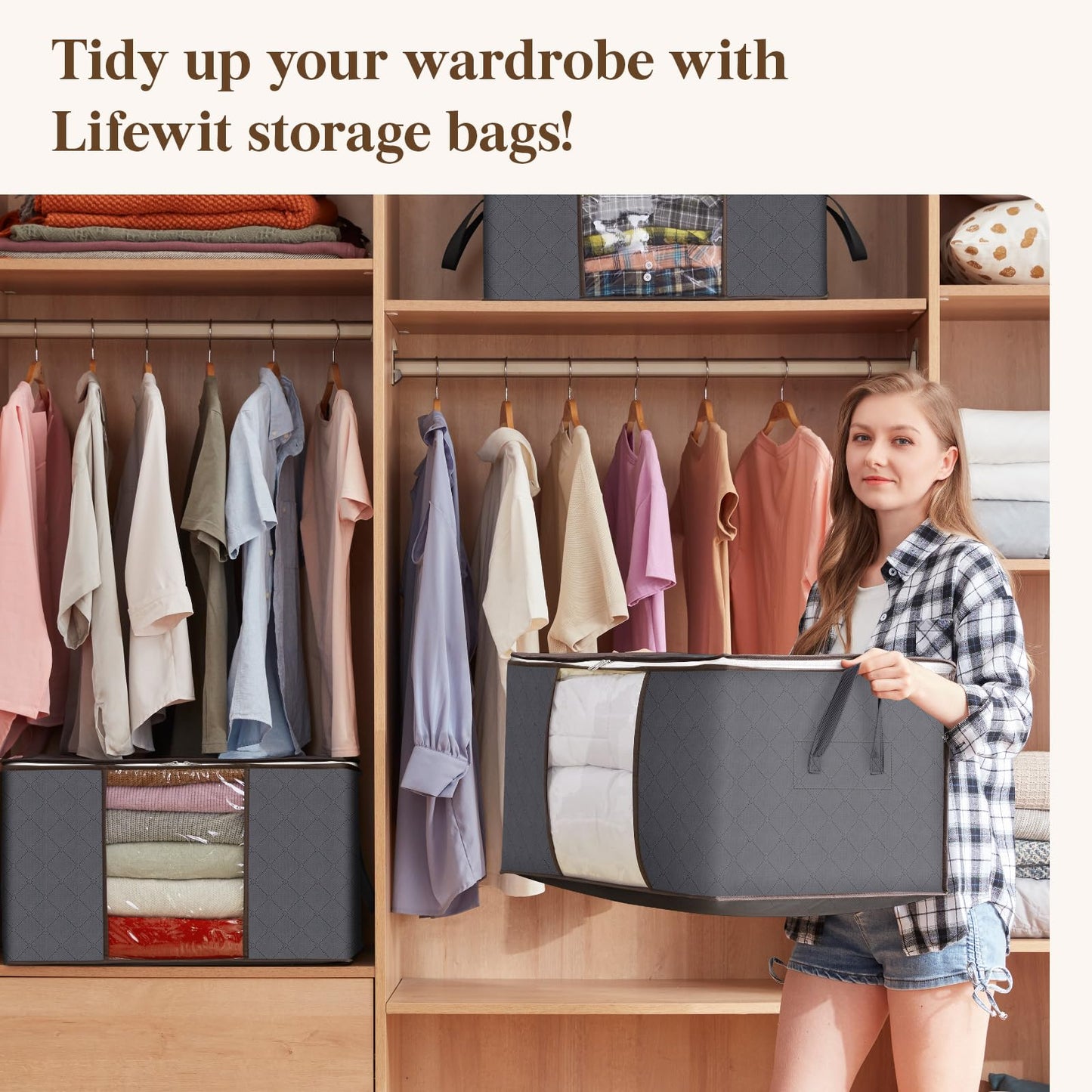 6-Pack Clothes Storage Bags | Reinforced Handles & Sturdy Zippers | Closet Organizer