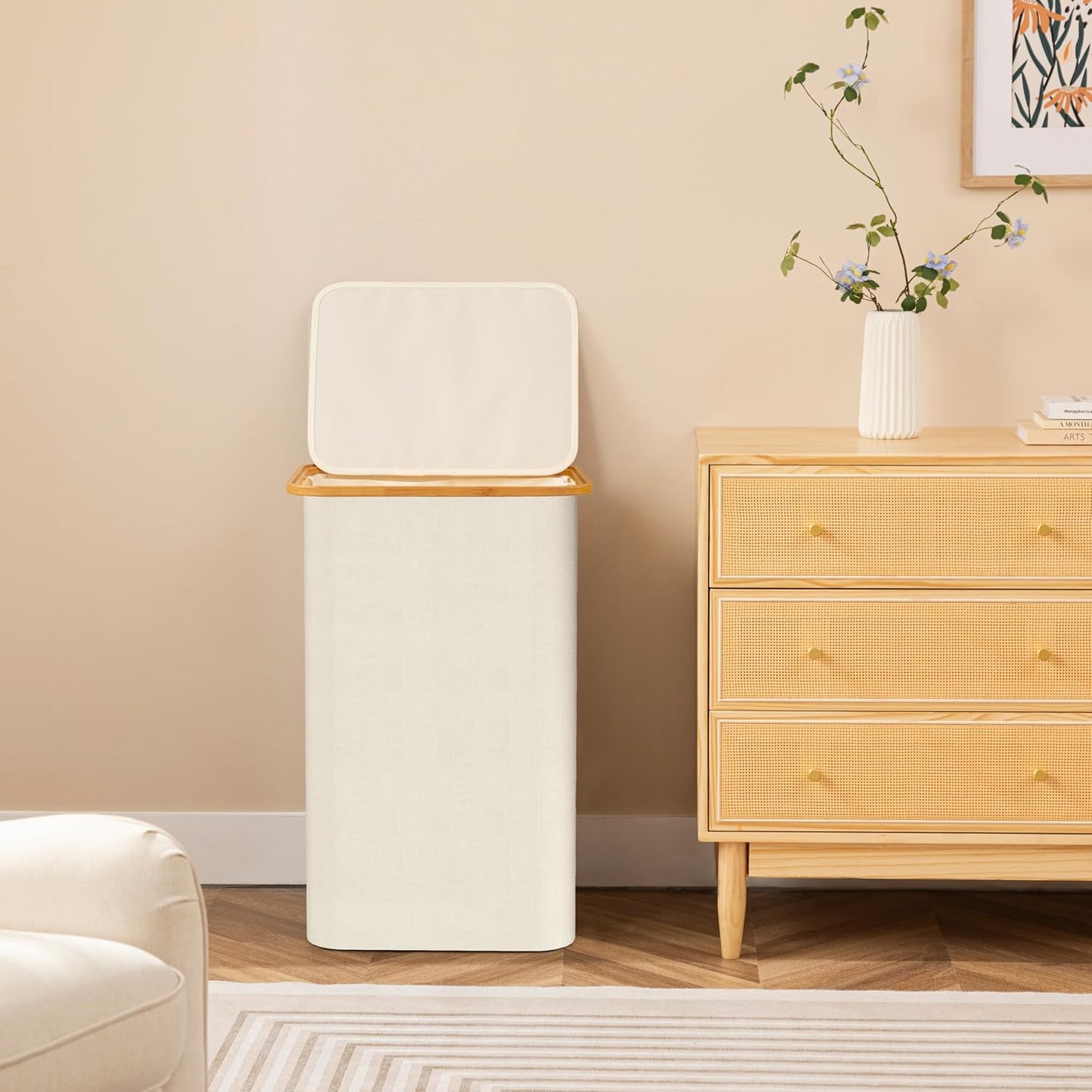 Large Double Hamper | Storage Basket with Lid & Removable Bags