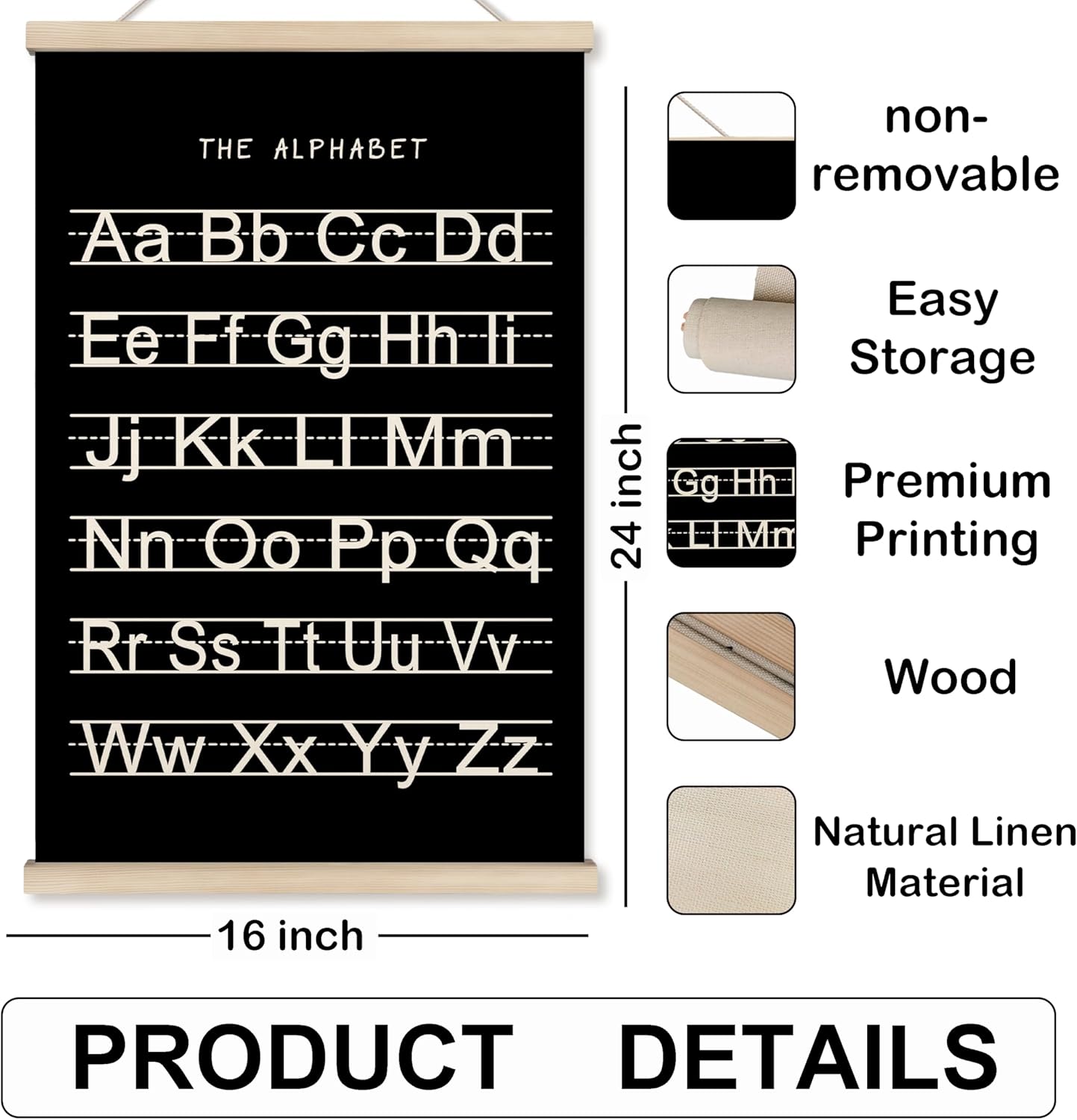 Alphabet, Numbers, Nursery Wall Art Decor | Linen Canvas Prints | Australia