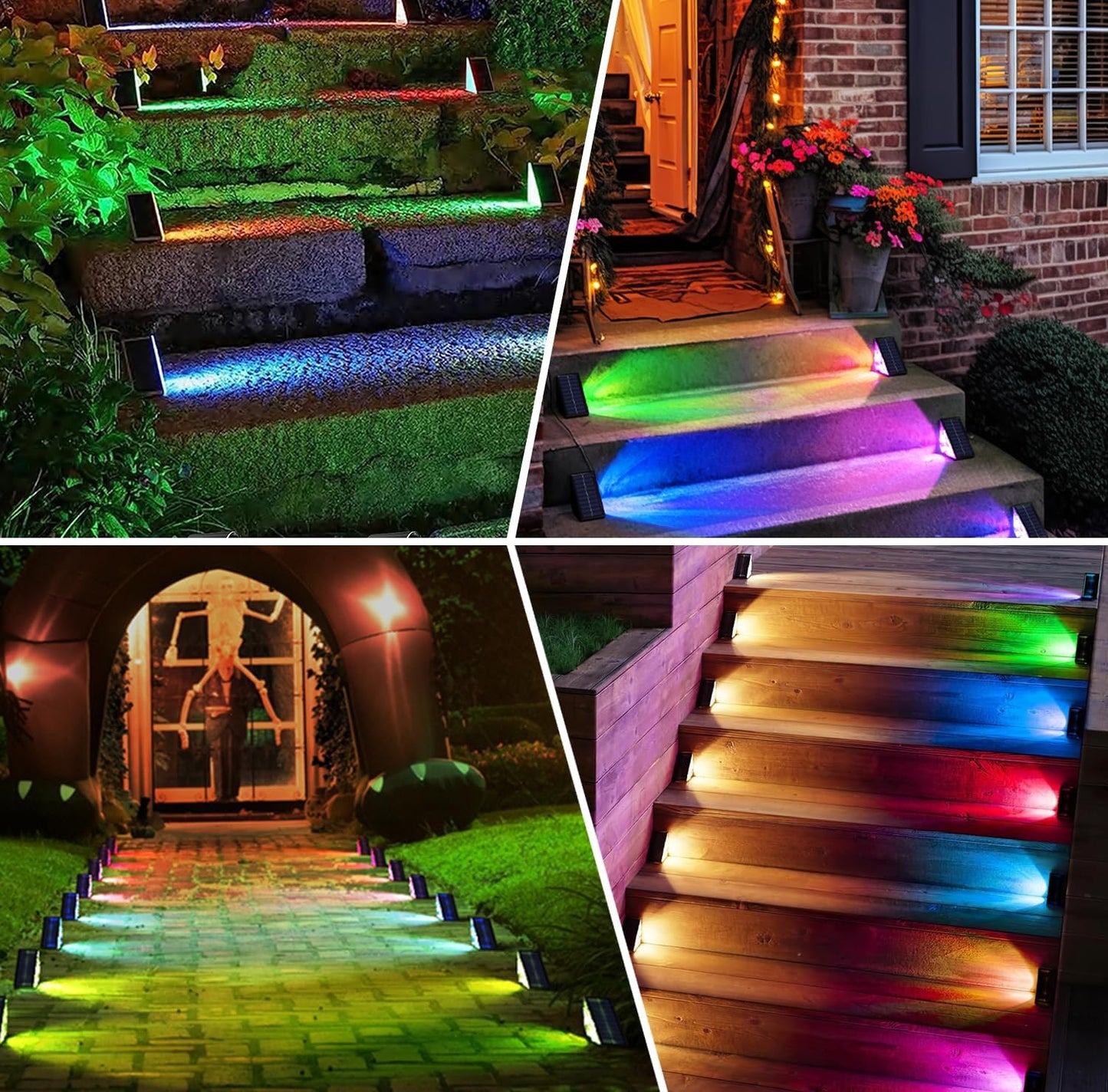 Solar Stair Lights, IP67 Waterproof Outdoor Solar Step Lights, 3000K Warm White Outdoor Solar Powered Step Lights, Dusk to Dawn Lighting Decor for Garden, Stair, Deck, Front Porch, Patio (6 Pack)