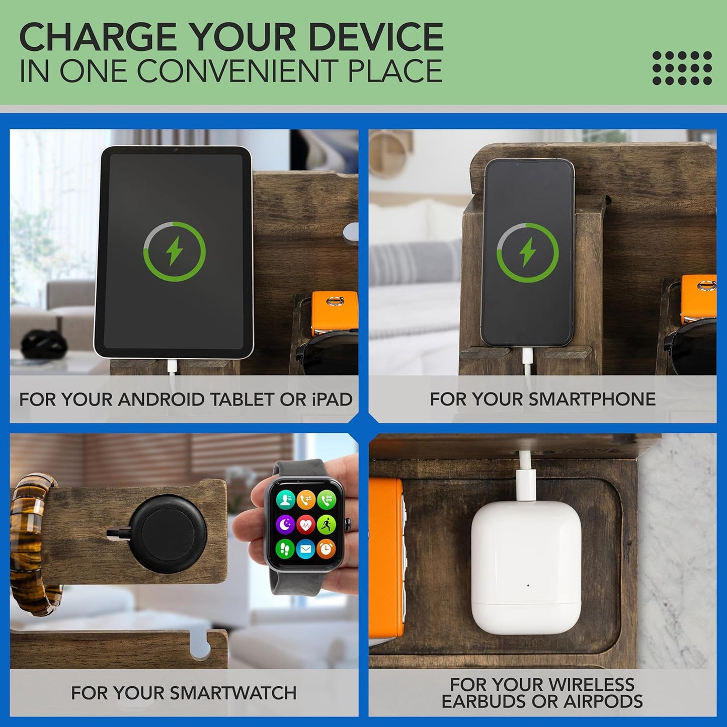 Nightstand Organiser | Tech Charging Station & Valet Tray