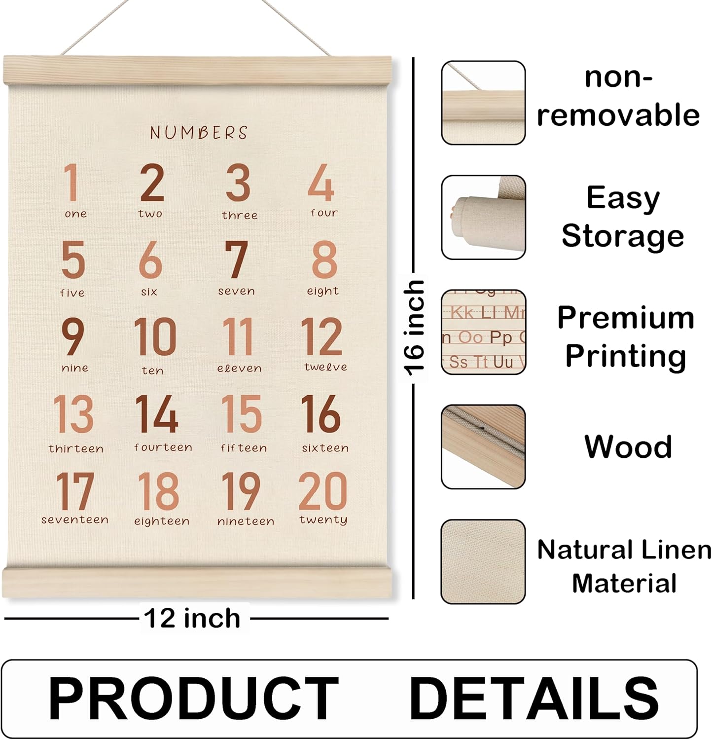 Alphabet, Numbers, Nursery Wall Art Decor | Linen Canvas Prints | Australia