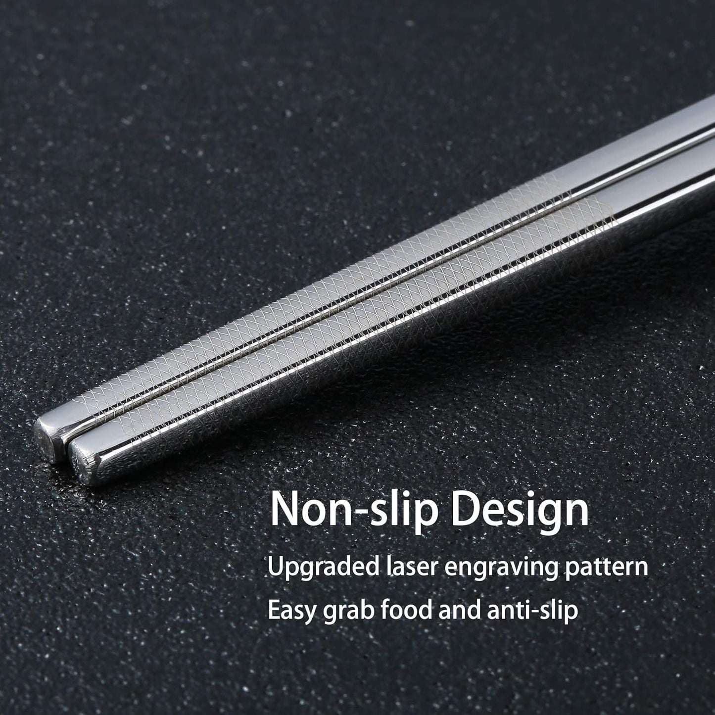 YOZOTI Stainless Steel Chopsticks, Silver Reusable Chopsticks, 5 Pairs Dishwasher Safe Metal Chopsticks, Easy to Use, Square Lightweight Chop Sticks, Gift Set (Silver)