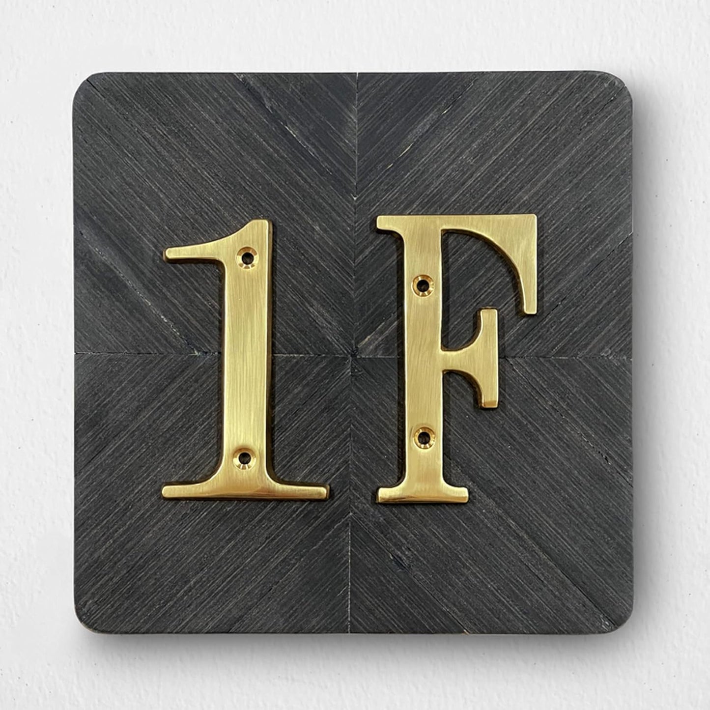 HASWARE 4 Inch Brass Modern Curvy House Number Polished Brass Finish Stylish Door Numbers Signage Plaque Street Home Address Numerals (A, Brass)