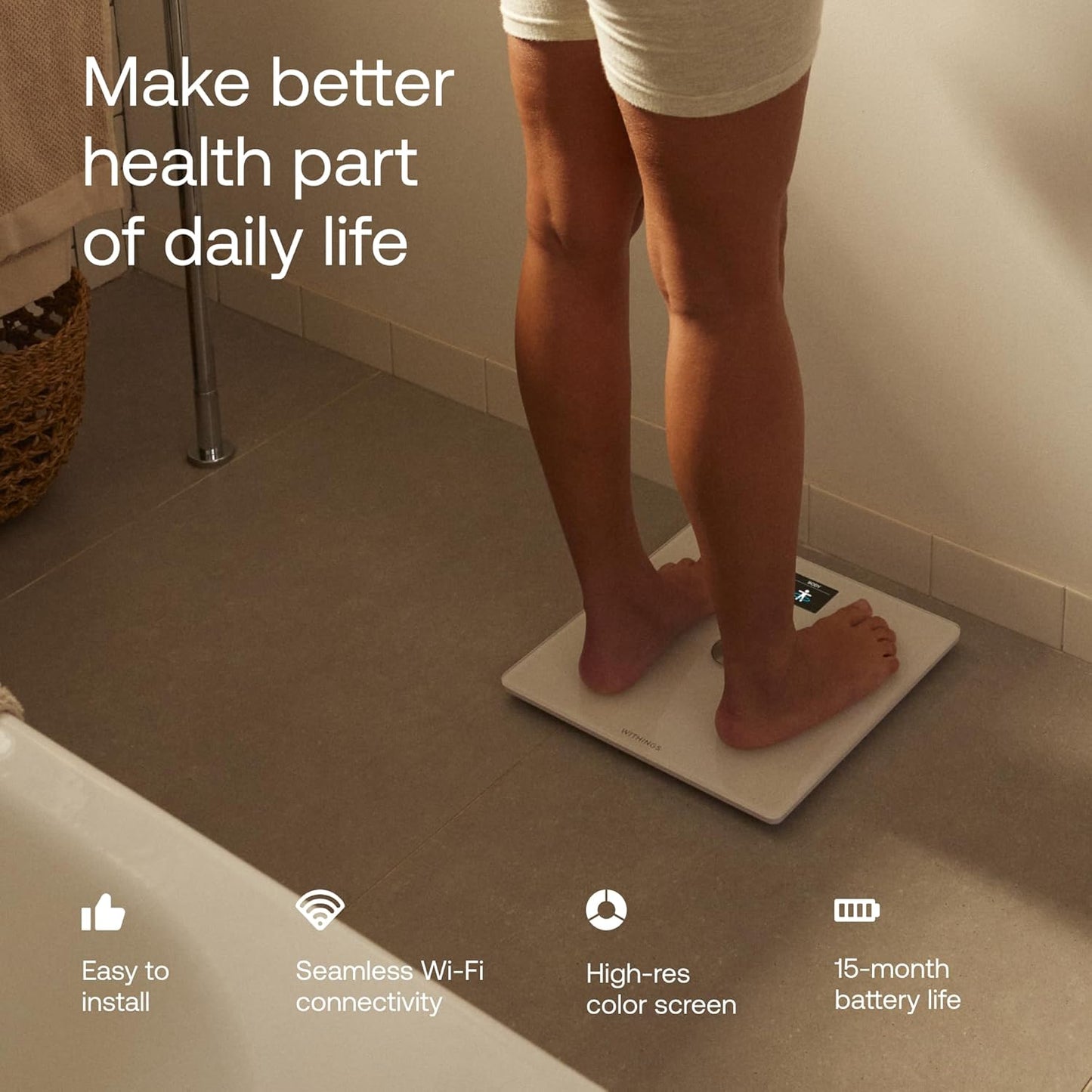 WITHINGS | Smart Body Composition Scale with Heart Rate Monitor | 8-in-1 Health Tracker