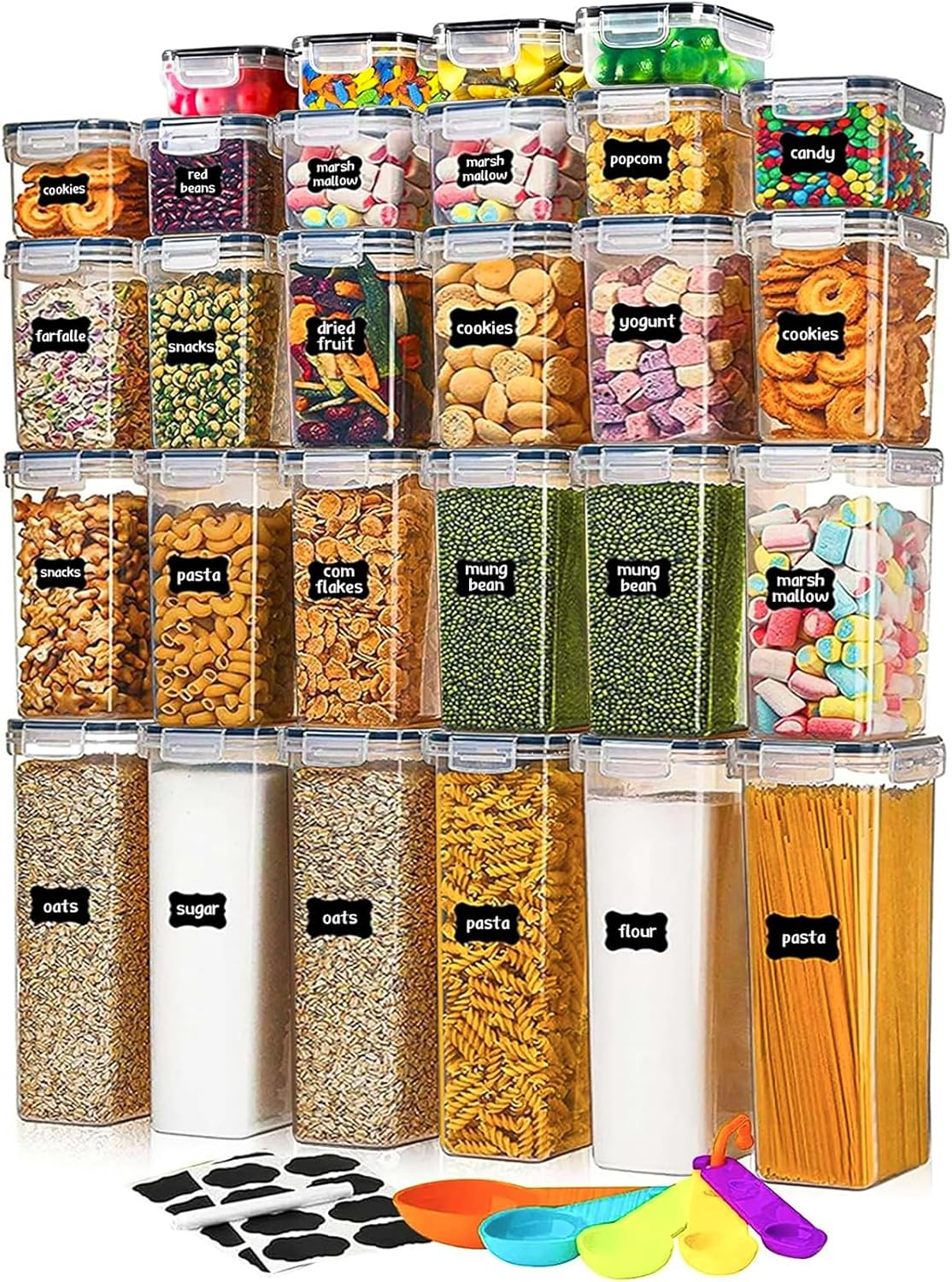 stusgo 42 Pack Airtight Food Storage Containers Set - Cereal Storage Containers for Kitchen Storage & Organisation with Lids & BPA Free Pantry Storage Containers Organiser