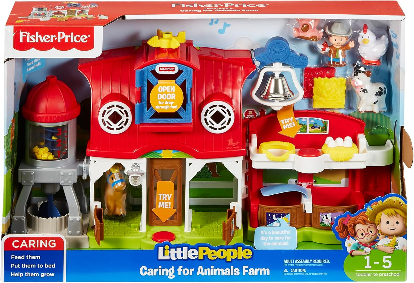 Fisher-Price Little People Toddler Learning Toy Caring for Animals Farm Interactive Playset with Smart Stages for Ages 1+ Years