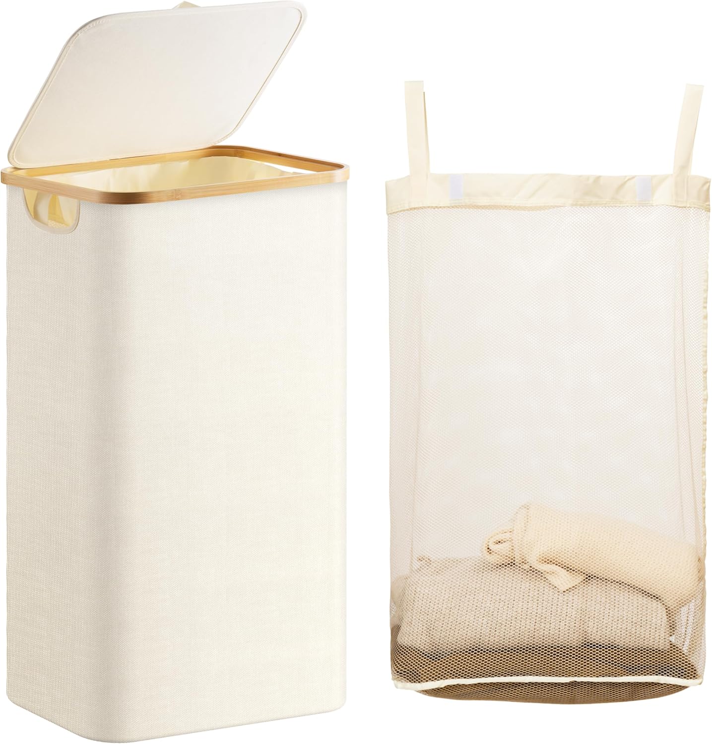 Large Double Hamper | Storage Basket with Lid & Removable Bags