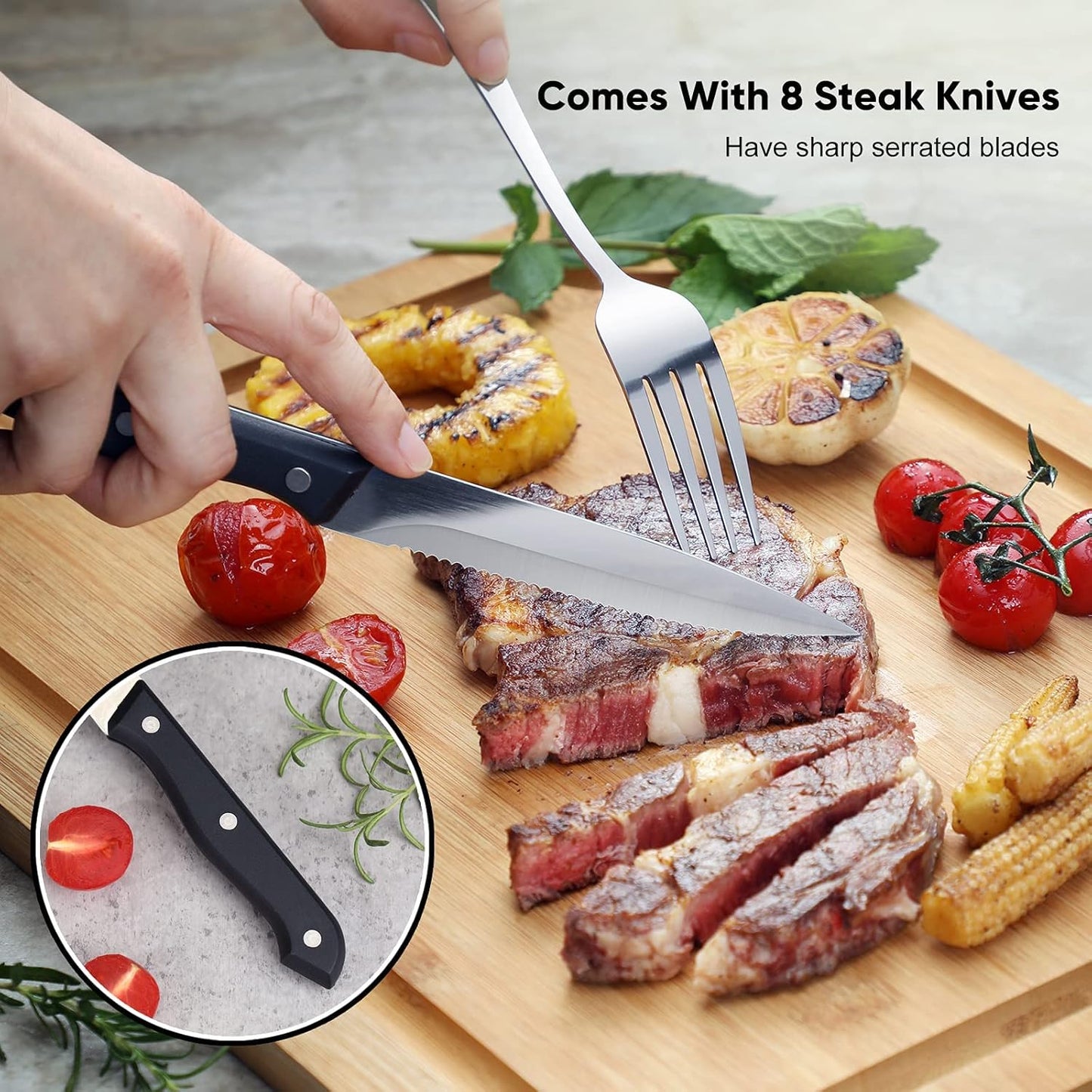 48-Piece Stainless Steel Cutlery Set | Service for 8 with Steak Knives
