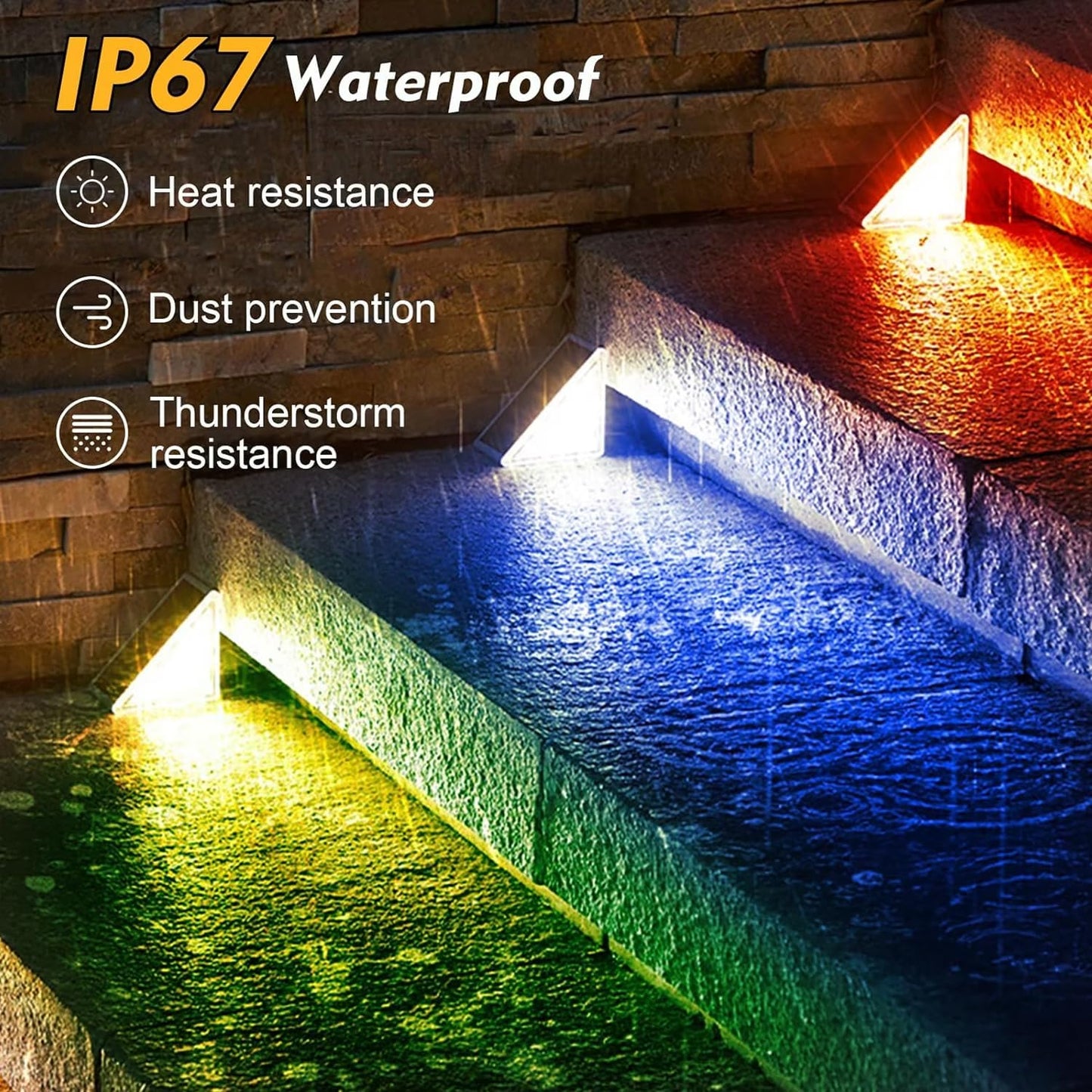 Solar Stair Lights, IP67 Waterproof Outdoor Solar Step Lights, 3000K Warm White Outdoor Solar Powered Step Lights, Dusk to Dawn Lighting Decor for Garden, Stair, Deck, Front Porch, Patio (6 Pack)