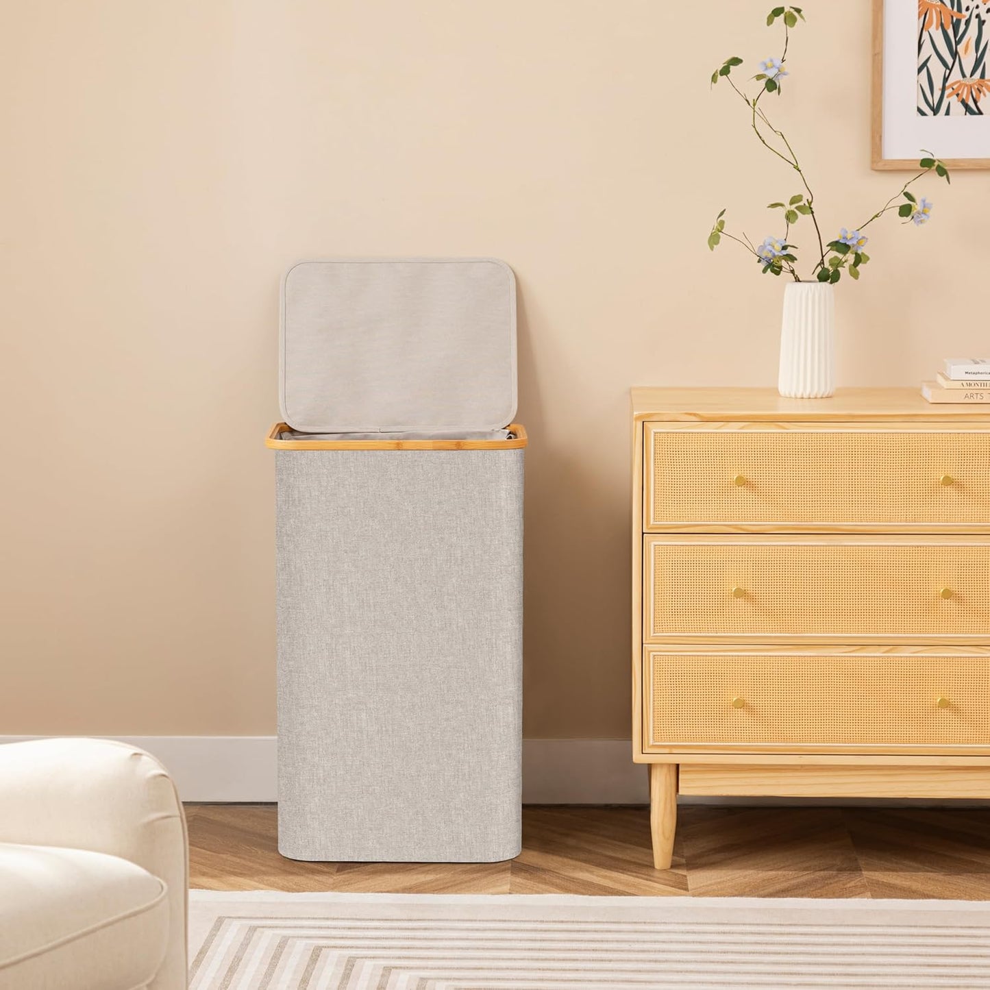 Large Double Hamper | Storage Basket with Lid & Removable Bags