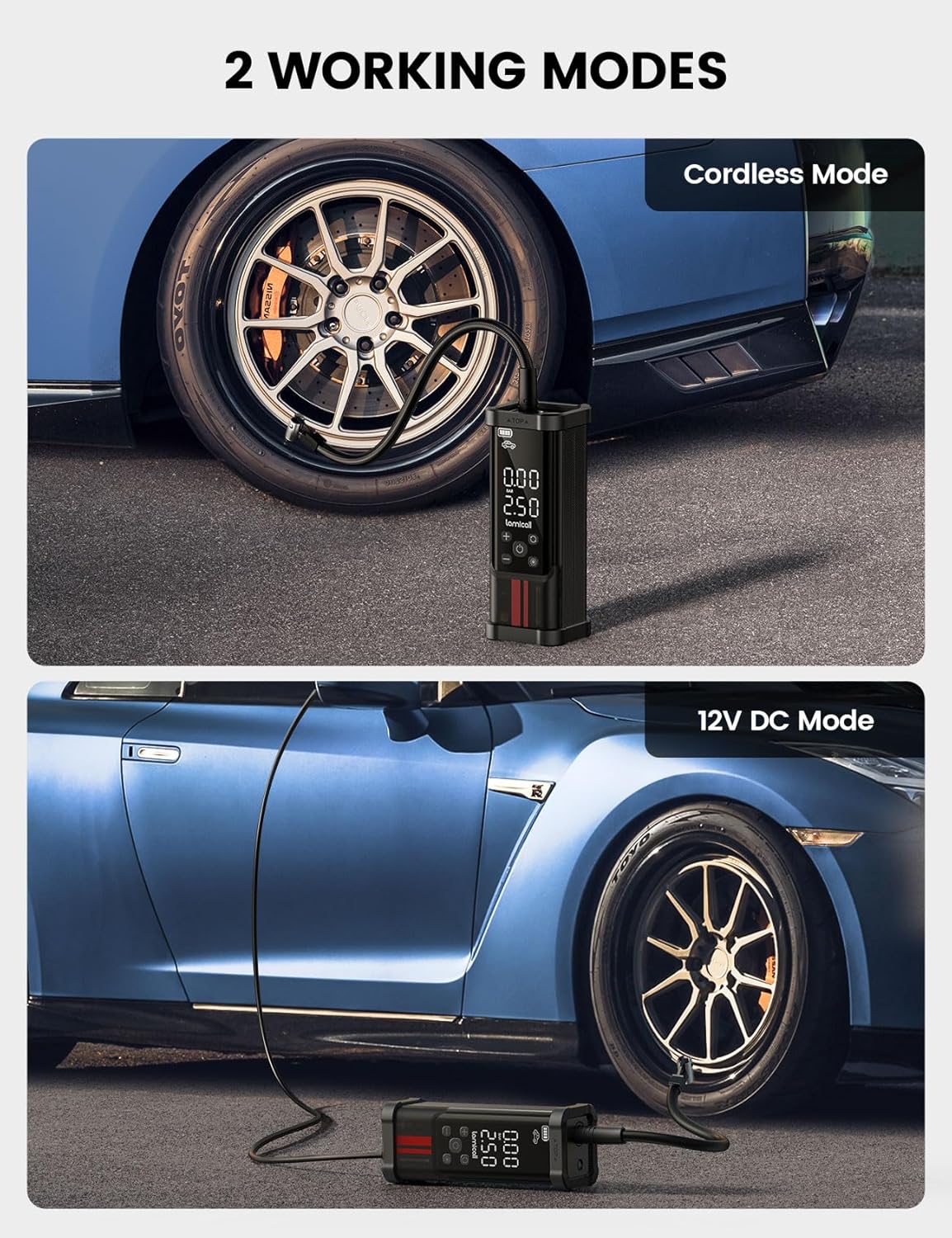 Portable Tyre Inflator | Cordless Air Compressor for Car & Bike