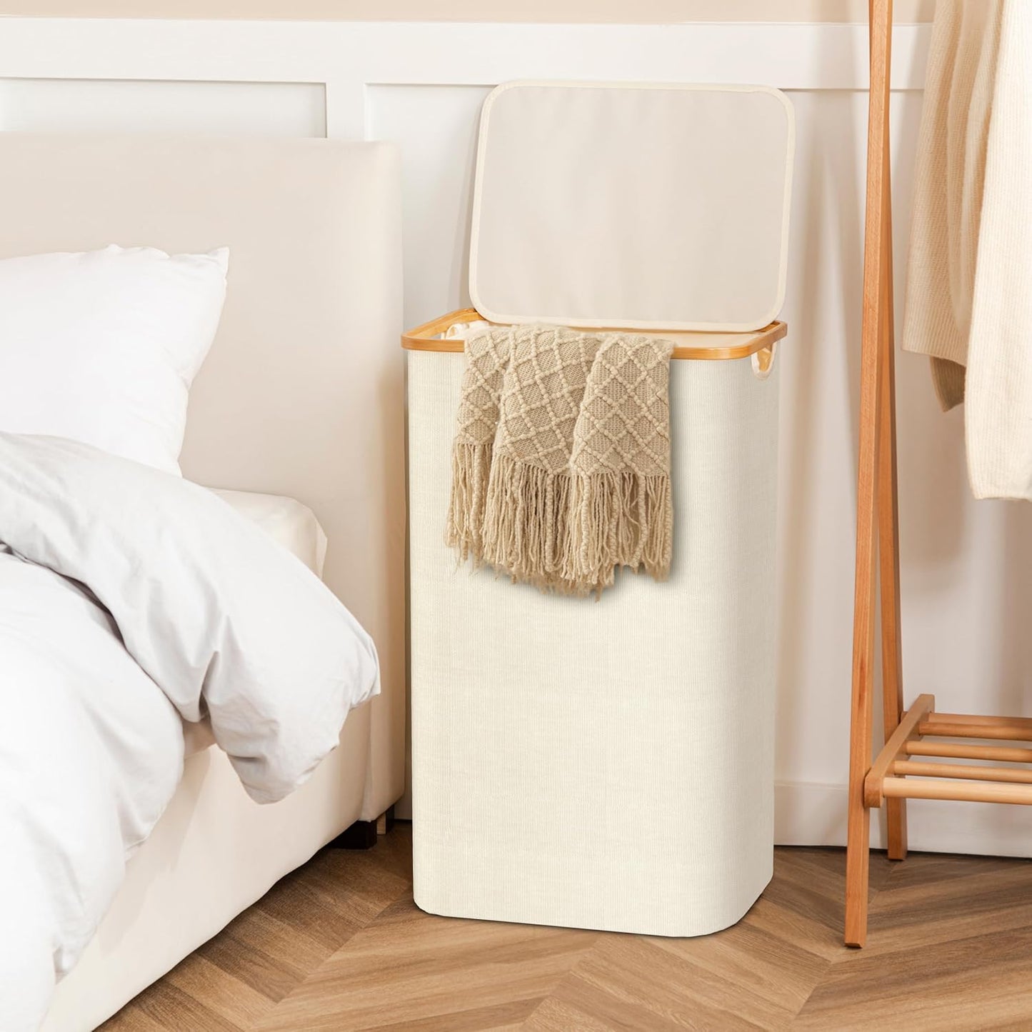 Large Double Hamper | Storage Basket with Lid & Removable Bags