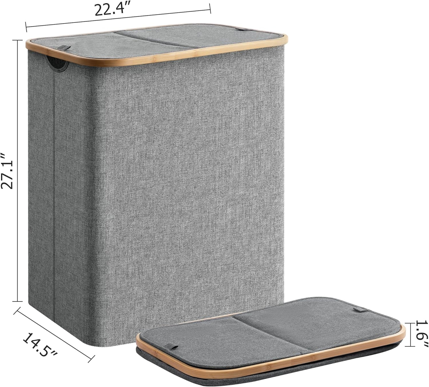 Large Double Hamper | Storage Basket with Lid & Removable Bags