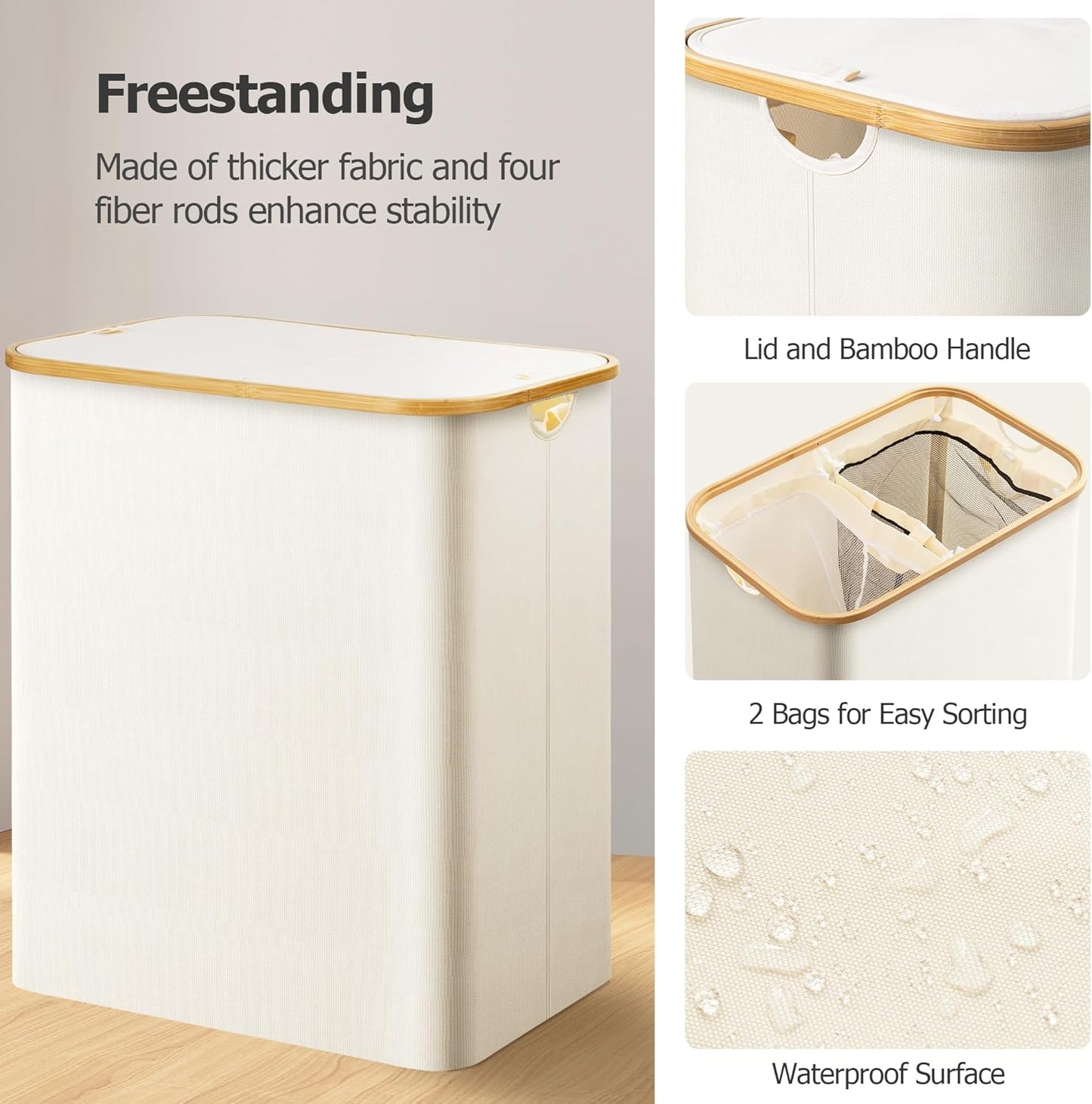 Large Double Hamper | Storage Basket with Lid & Removable Bags