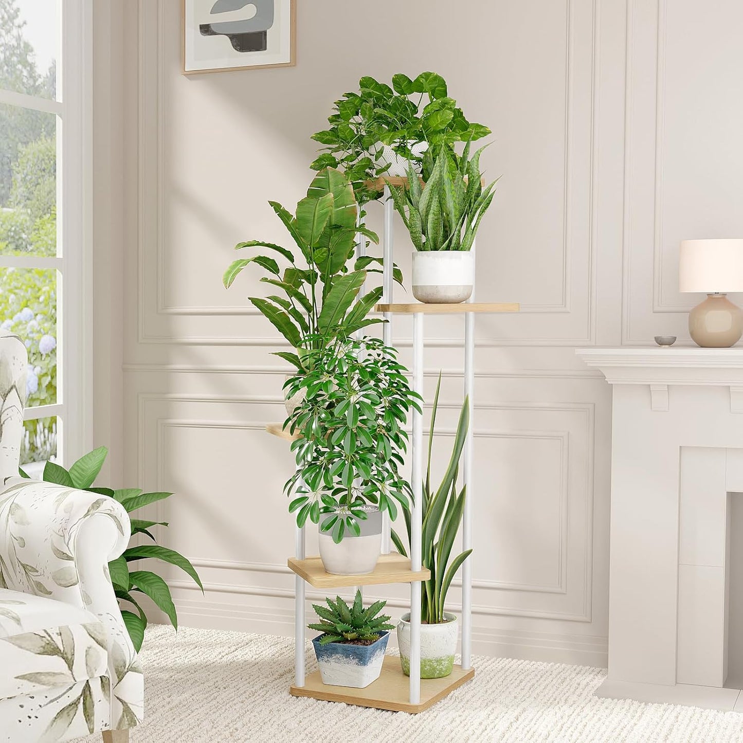 Tall Tiered Indoor Plant Stand | Corner Shelf