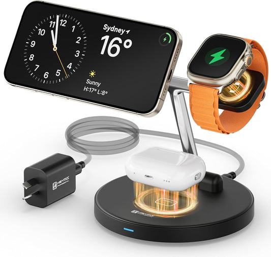3-in-1 MagSafe Wireless Charger Stand – Fast Charging for iPhone, Apple Watch & AirPods