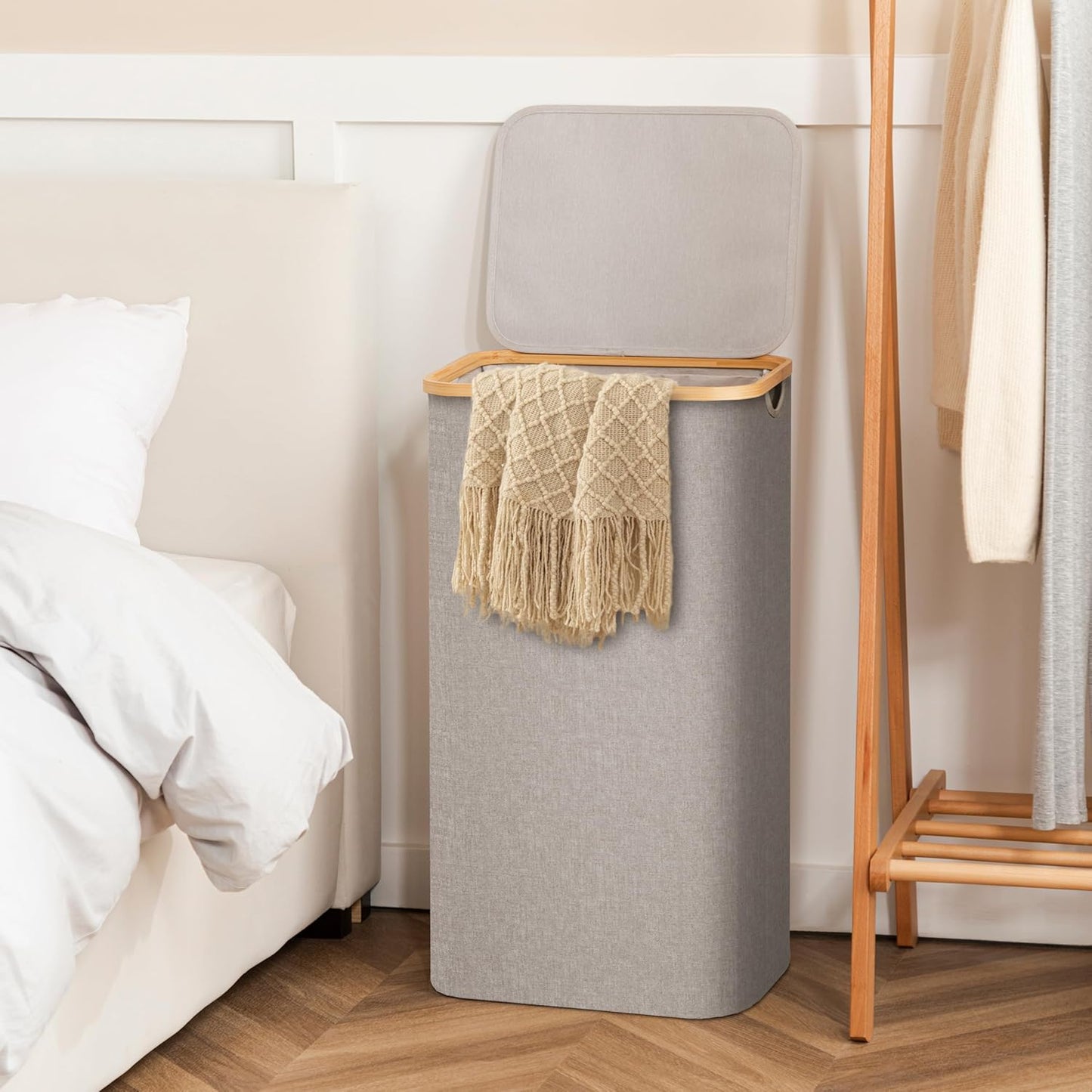 Large Double Hamper | Storage Basket with Lid & Removable Bags