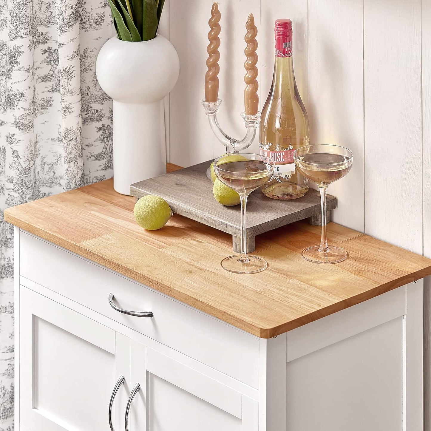 Kitchen Trolley with Wine Rack | Portable Kitchen Island Cart