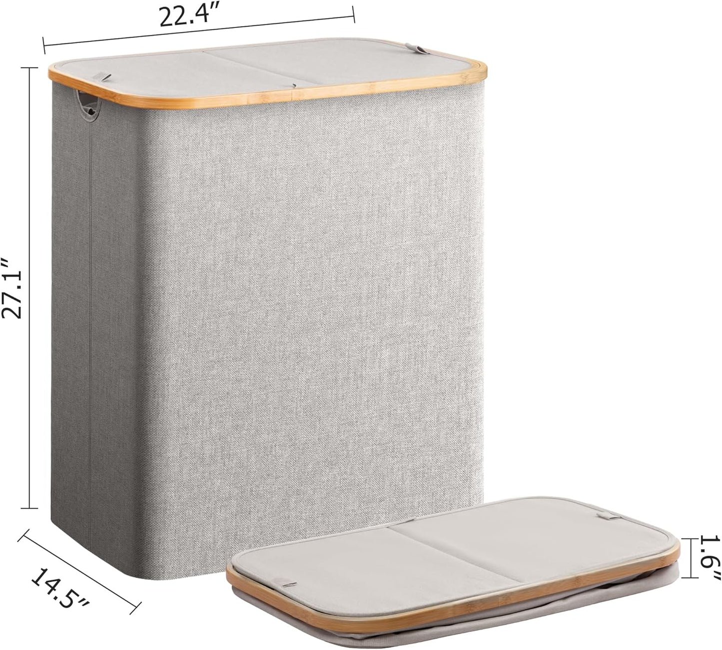 Large Double Hamper | Storage Basket with Lid & Removable Bags