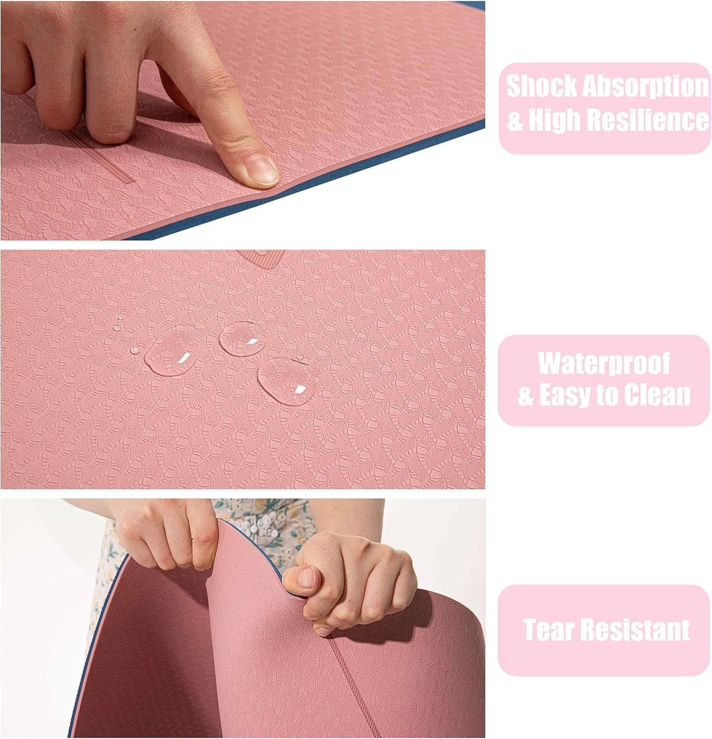 Premium Non-Slip Yoga Mat with Alignment Lines - 6mm Thick Exercise Mat
