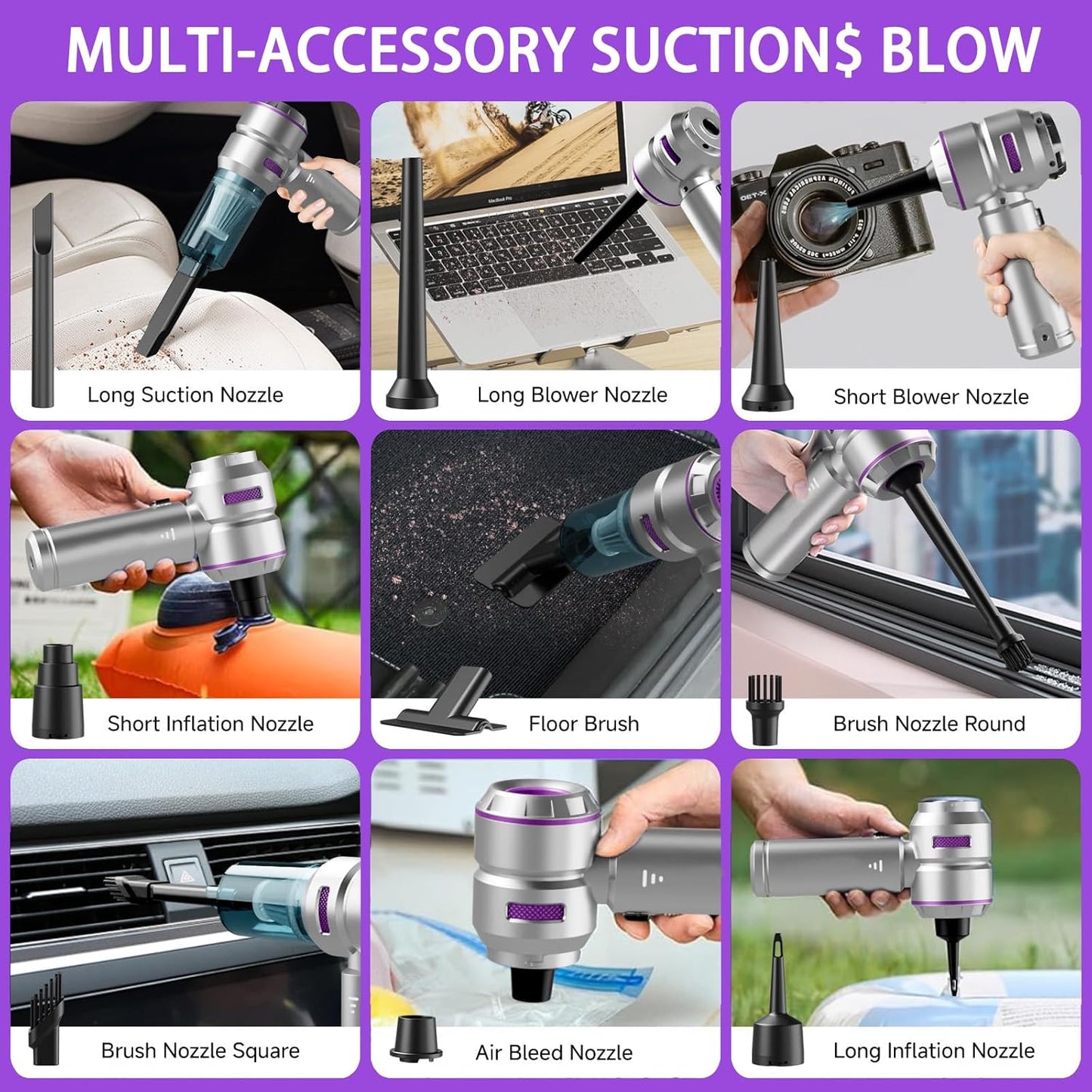 Portable Car Vacuum Cleaner | Cordless Handheld Car Vac & Blower