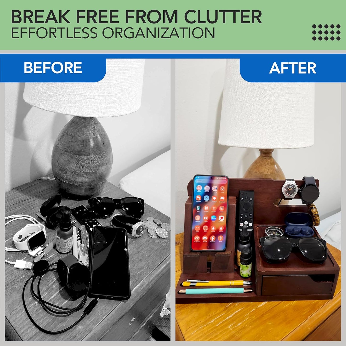 Nightstand Organiser | Tech Charging Station & Valet Tray