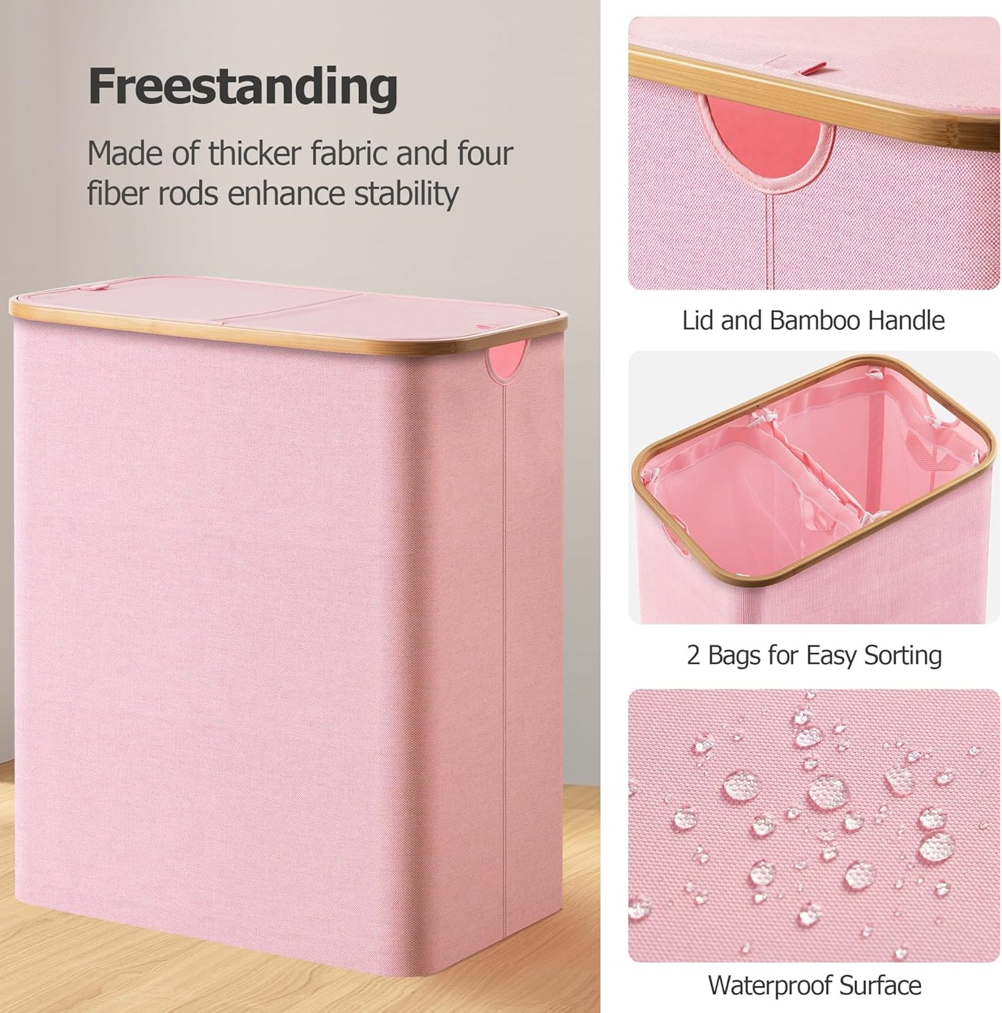Large Double Hamper | Storage Basket with Lid & Removable Bags