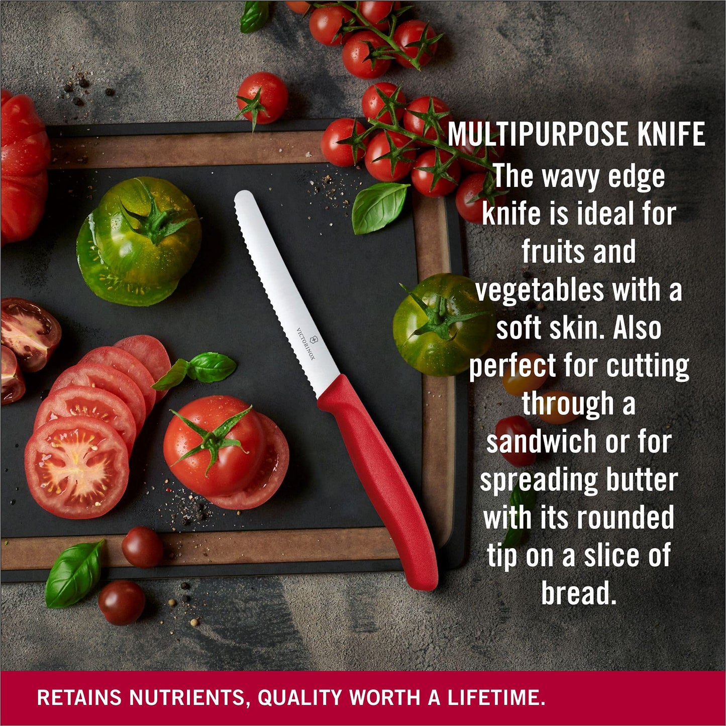 Victorinox Classic Wavy Edge Steak and Tomato Knife, Green