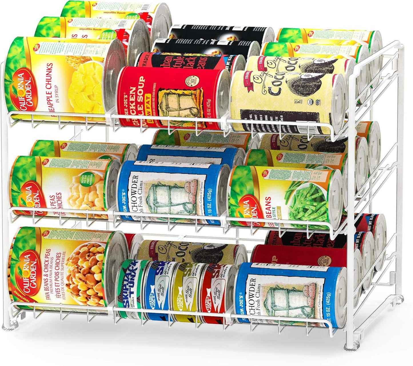 SimpleHouseware Stackable 3 Tier Can Rack Organiser for Kitchen and Pantry Organization, White