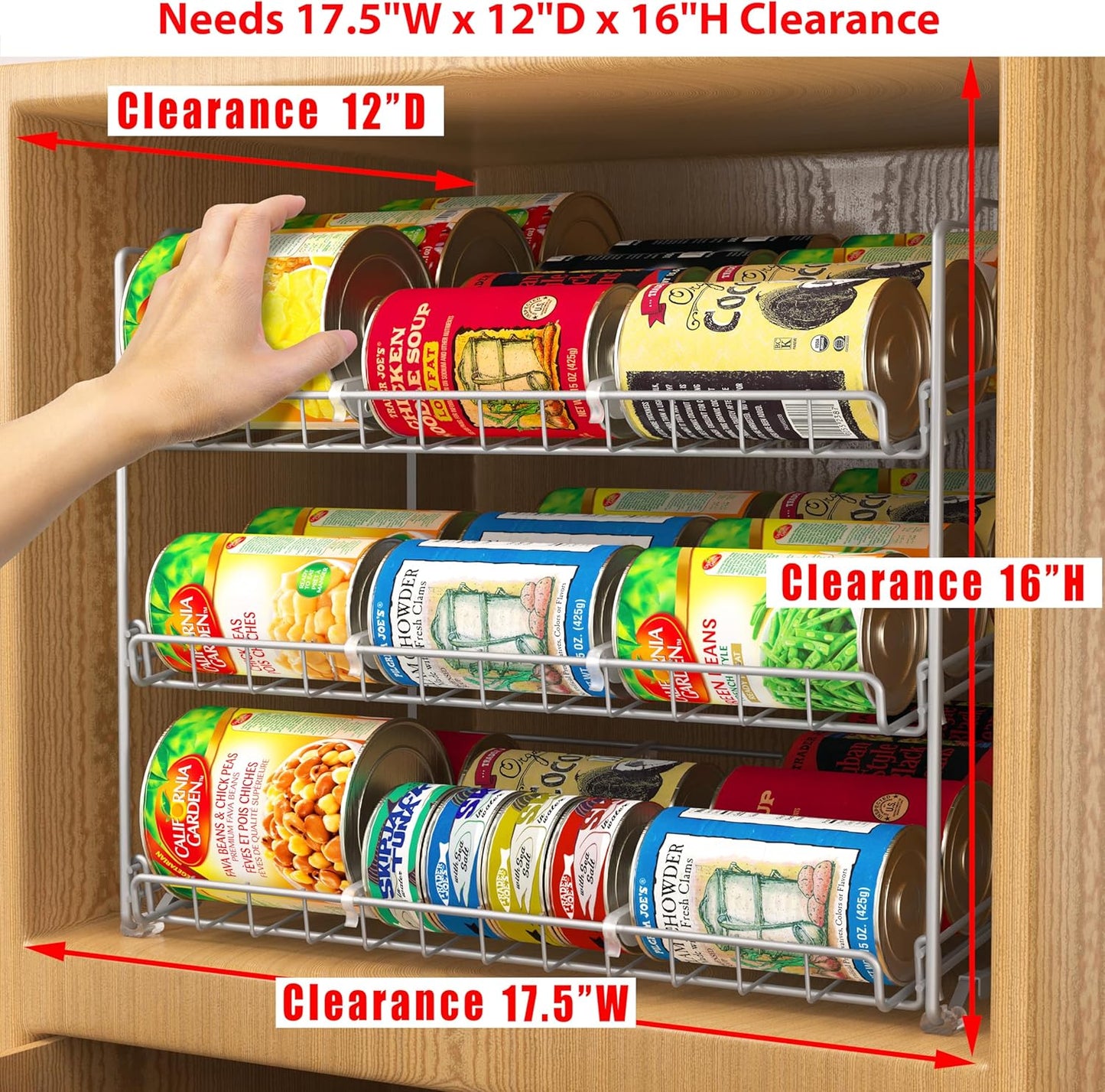 SimpleHouseware Stackable 3 Tier Can Rack Organiser for Kitchen and Pantry Organization, White