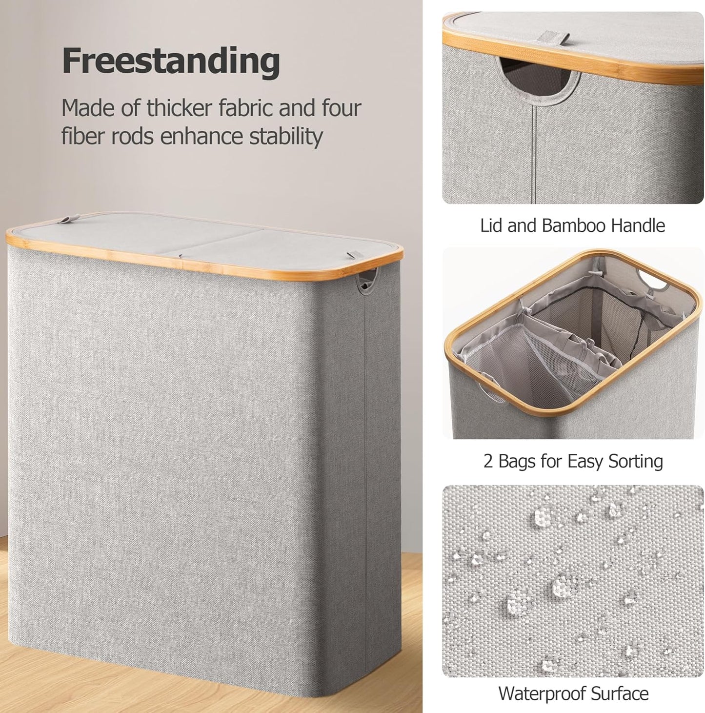 Large Double Hamper | Storage Basket with Lid & Removable Bags